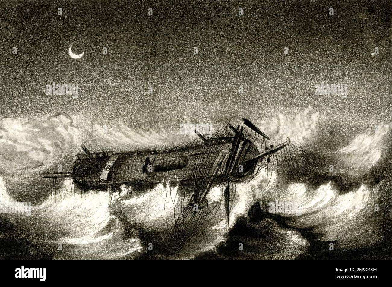 La HMS Theseus ha preso l'uragano Antigua-Charleston a San Domingo, nelle Indie Occidentali, settembre 1804. (1 di 2) Foto Stock