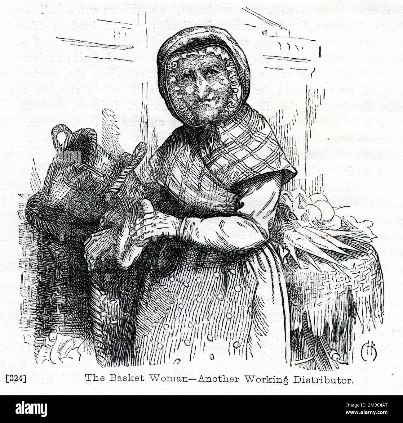 La donna del cestino, mercato del giardino del Covent, di Hablot K Browne (piz) Foto Stock
