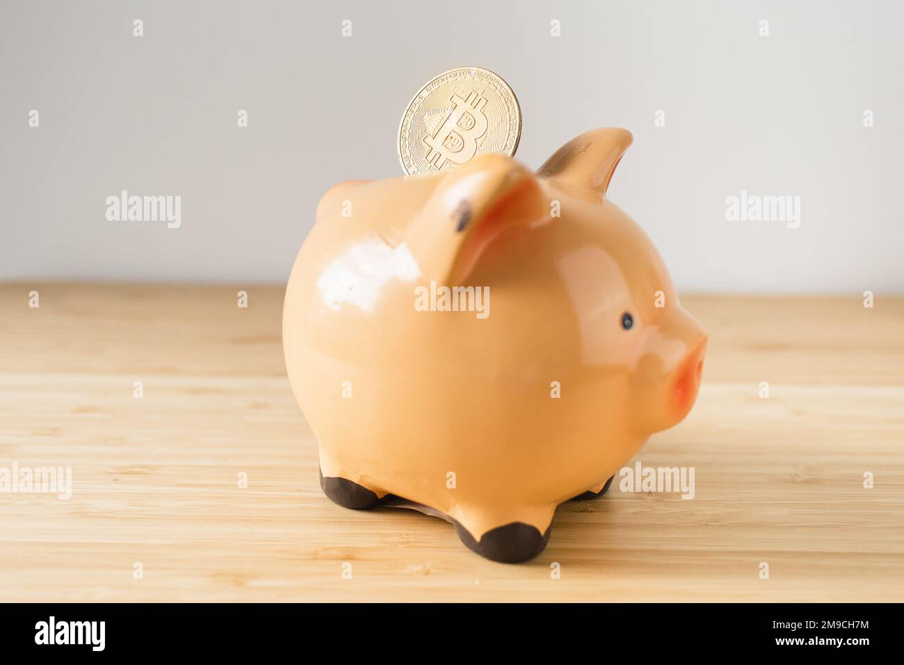 Bitcoin Crypto Investments Piggy Bank Foto Stock