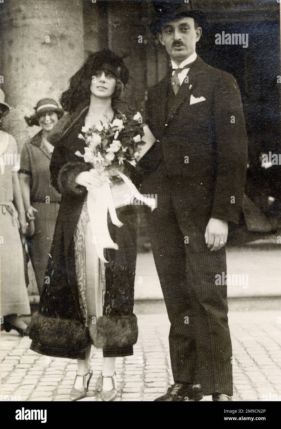 Un matrimonio di ottobre - la coppia felice Foto Stock