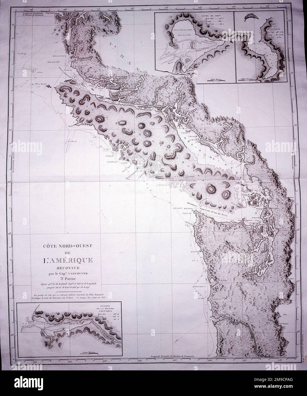 Mappa della costa nord-occidentale dell'America Foto Stock