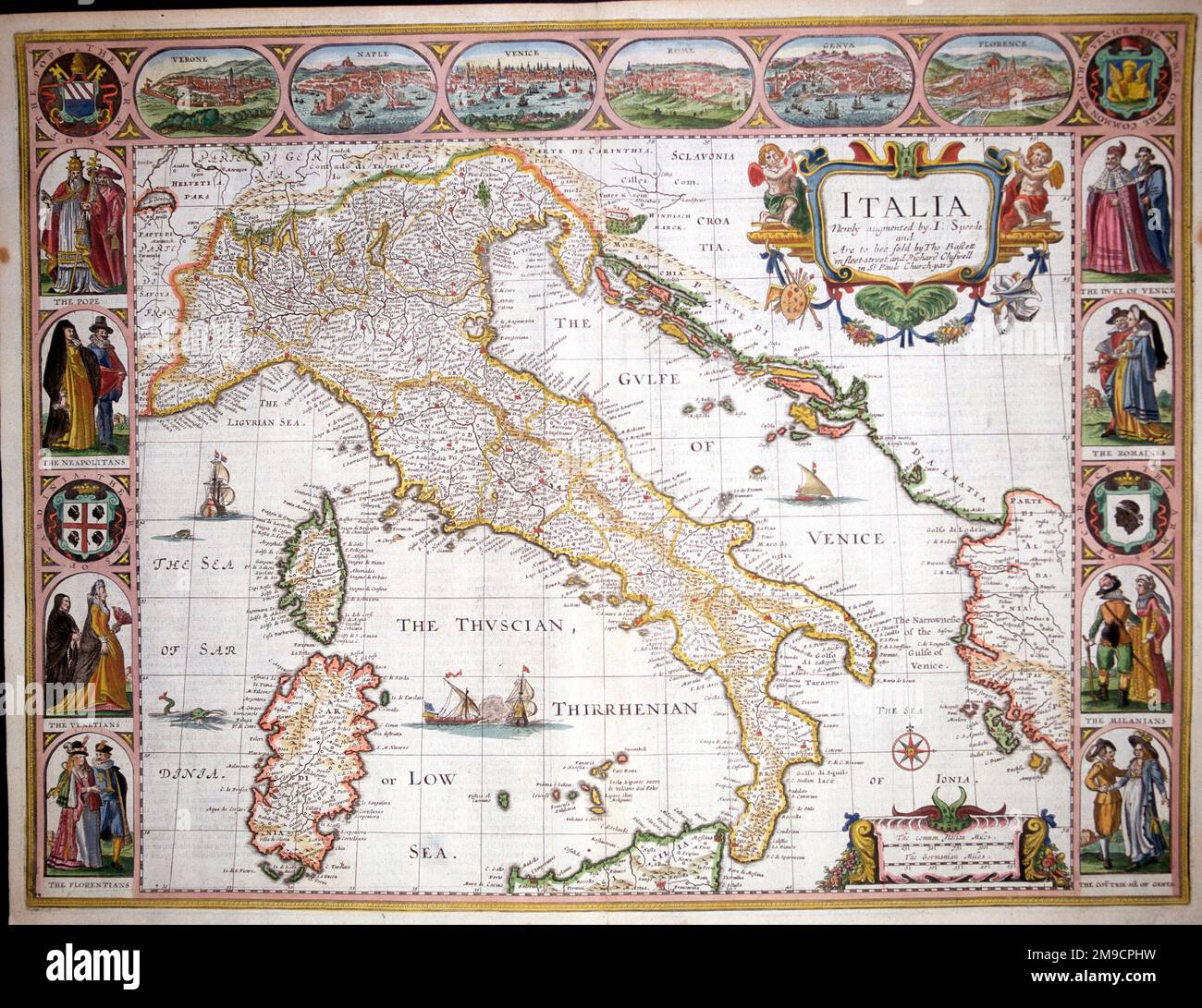 Mappa del 17th° secolo dell'Italia Foto Stock