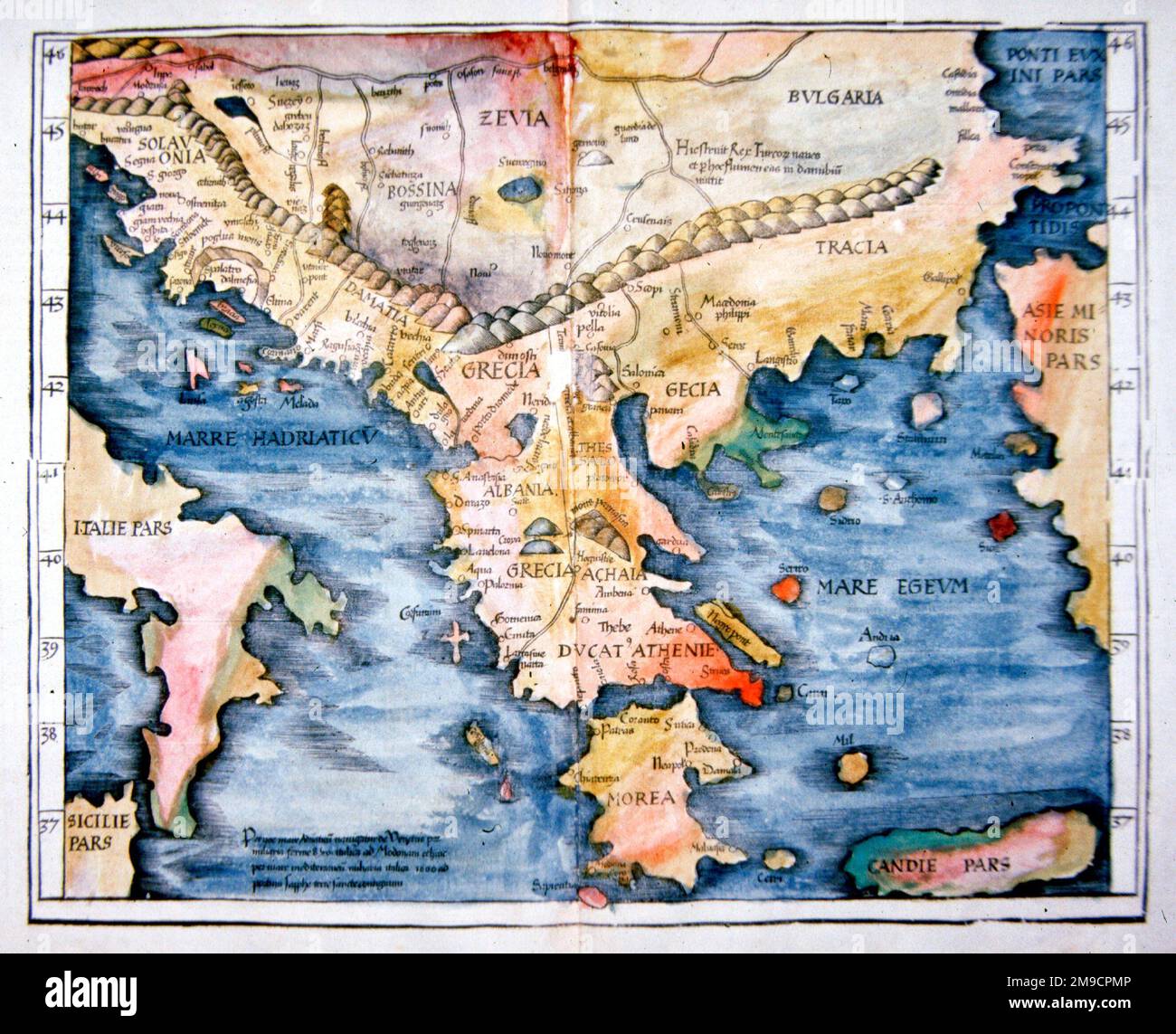 Mappa tolemaica della Grecia Foto Stock