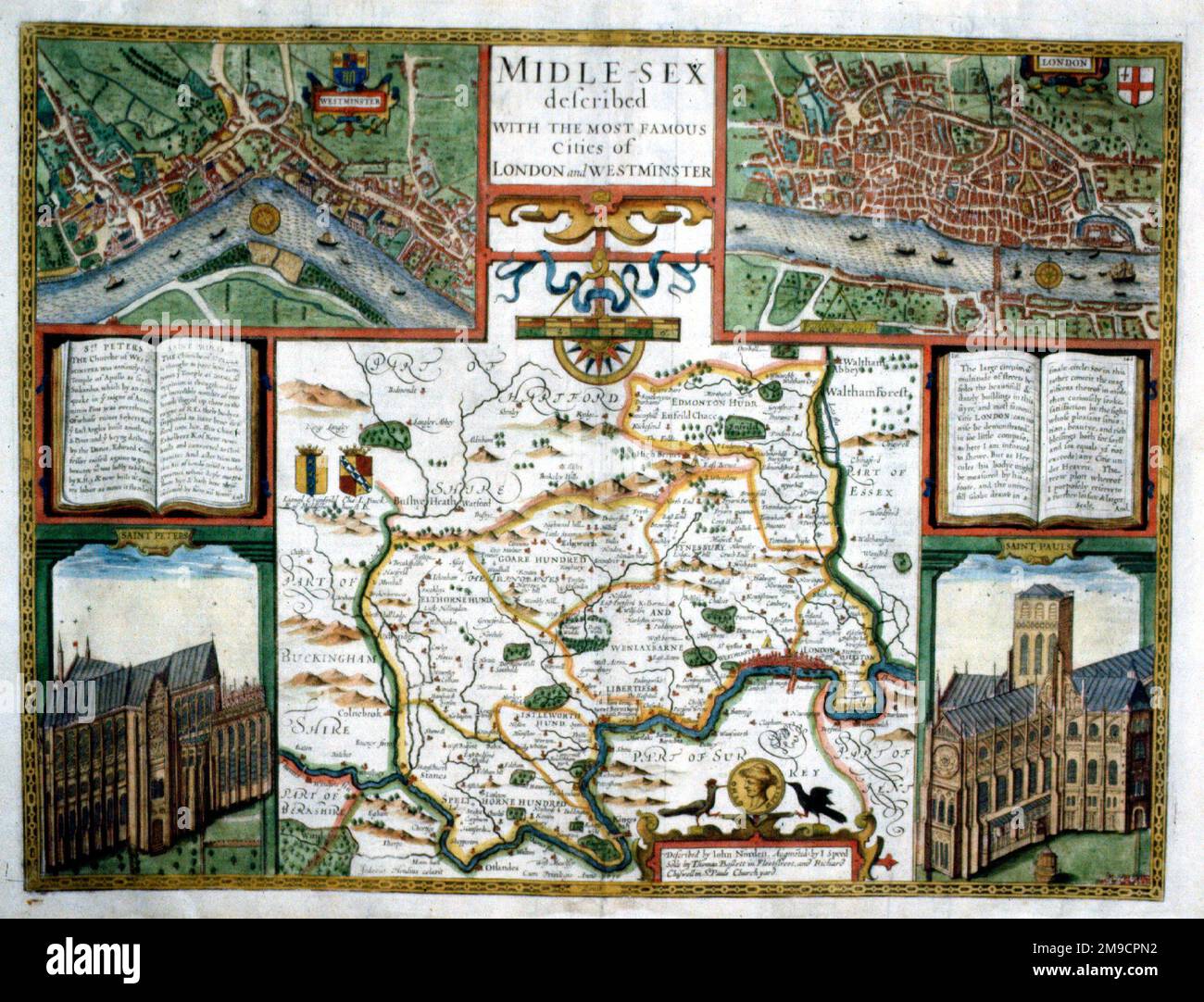 Mappa del 17th° secolo di Middlesex, Inghilterra Foto Stock