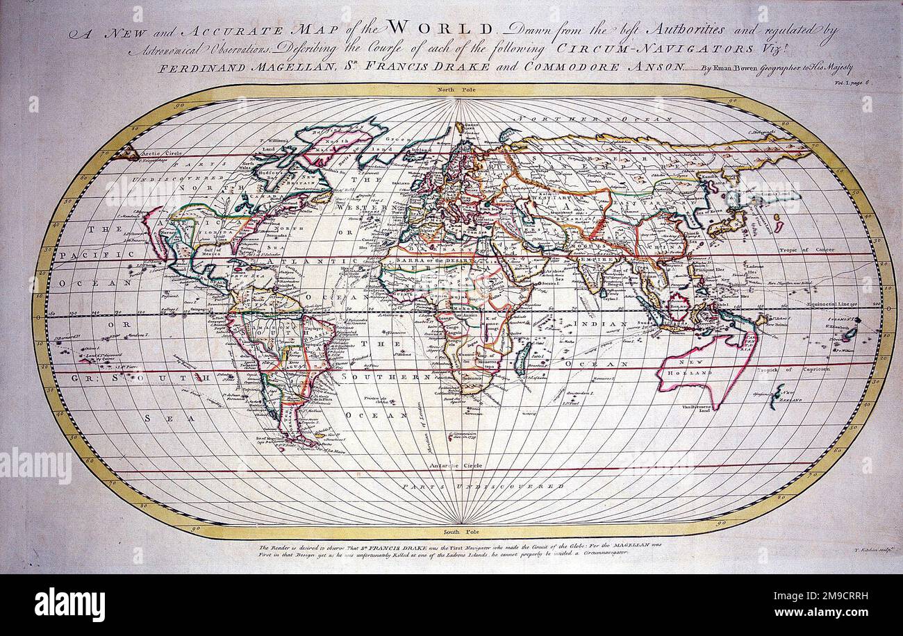 Una nuova e accurata mappa del mondo, 18th ° secolo Foto Stock