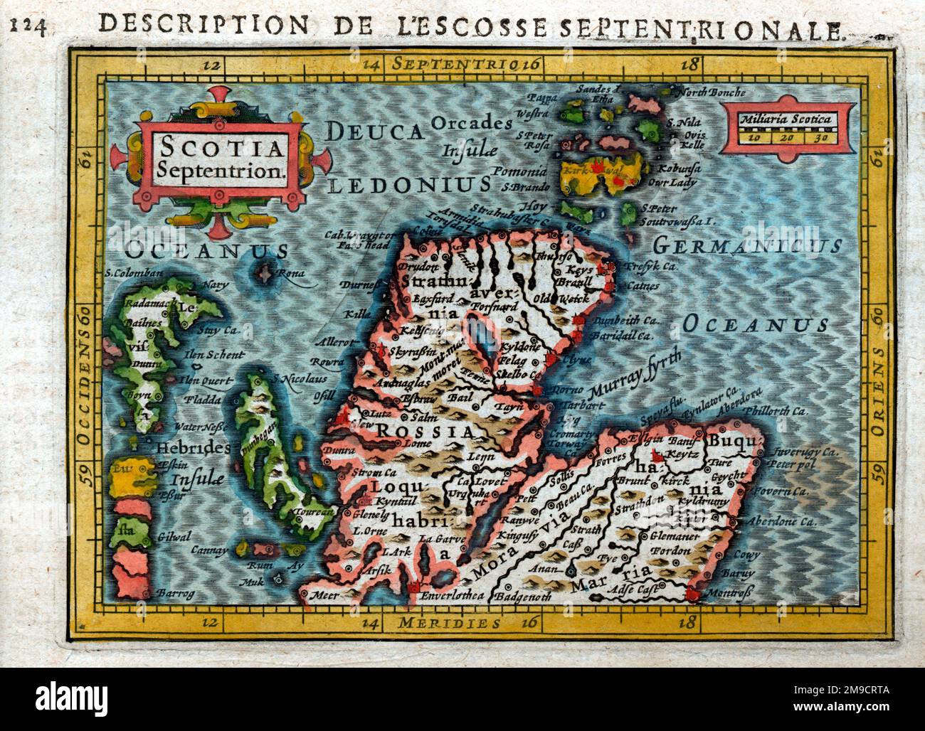 Scotia Septentrion - Mappa del 17th° secolo della Scozia settentrionale Foto Stock