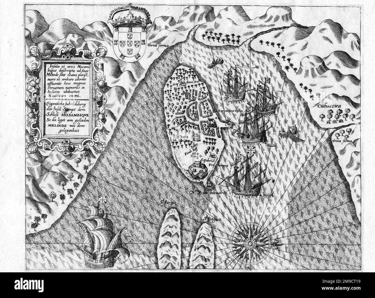 Mappa del 16th° secolo del Mozambico Foto Stock