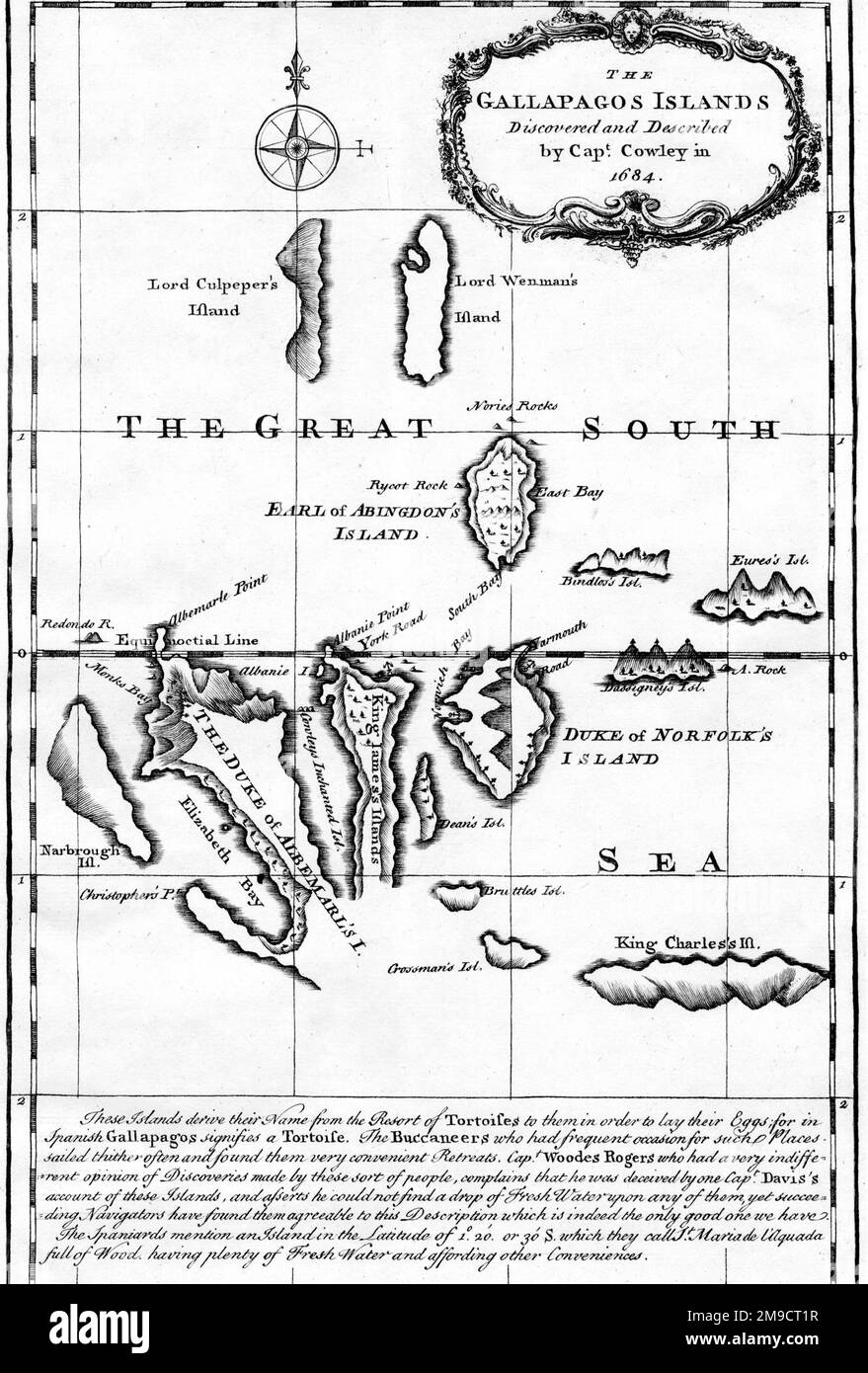 Isole Galapagos (scoperte da Capt Cowley nel 1684) Foto Stock