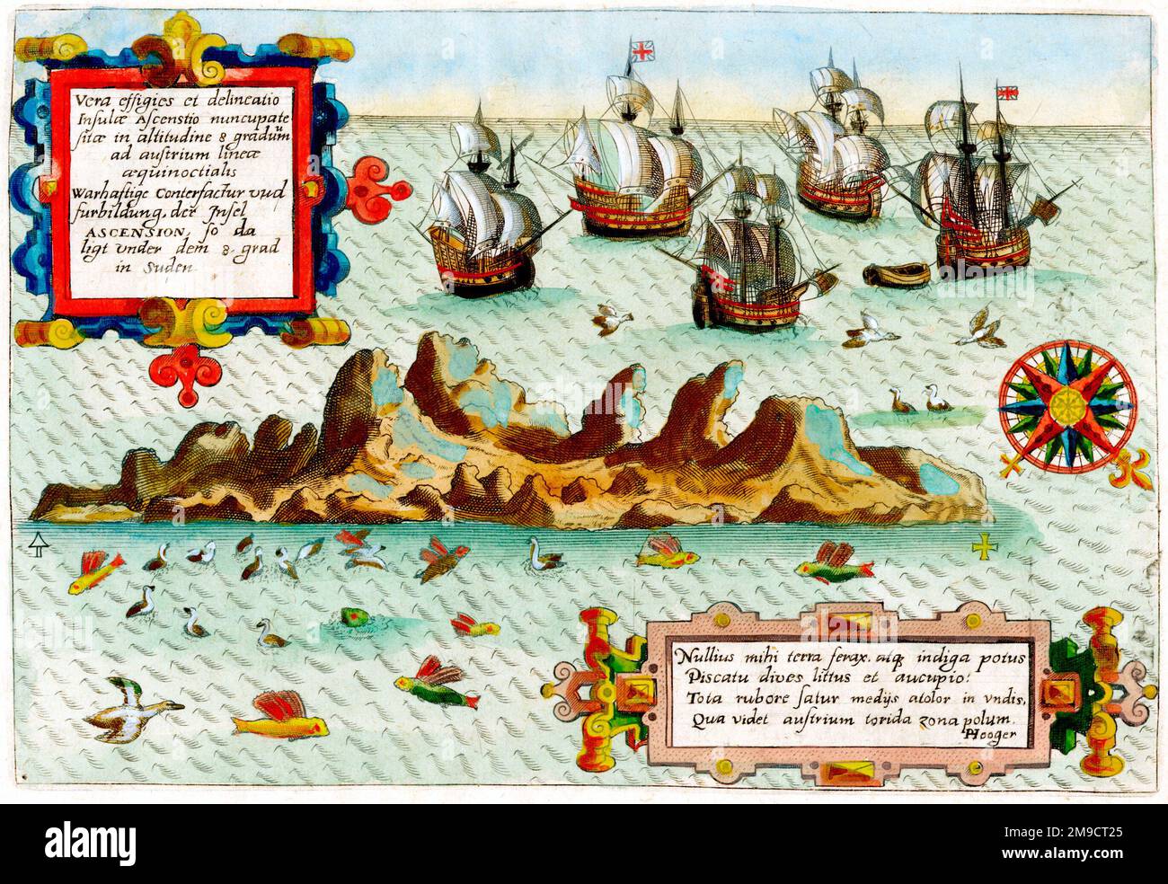 Mappa del 16th° secolo delle Azzorre (Isola dell'Ascensione) Foto Stock