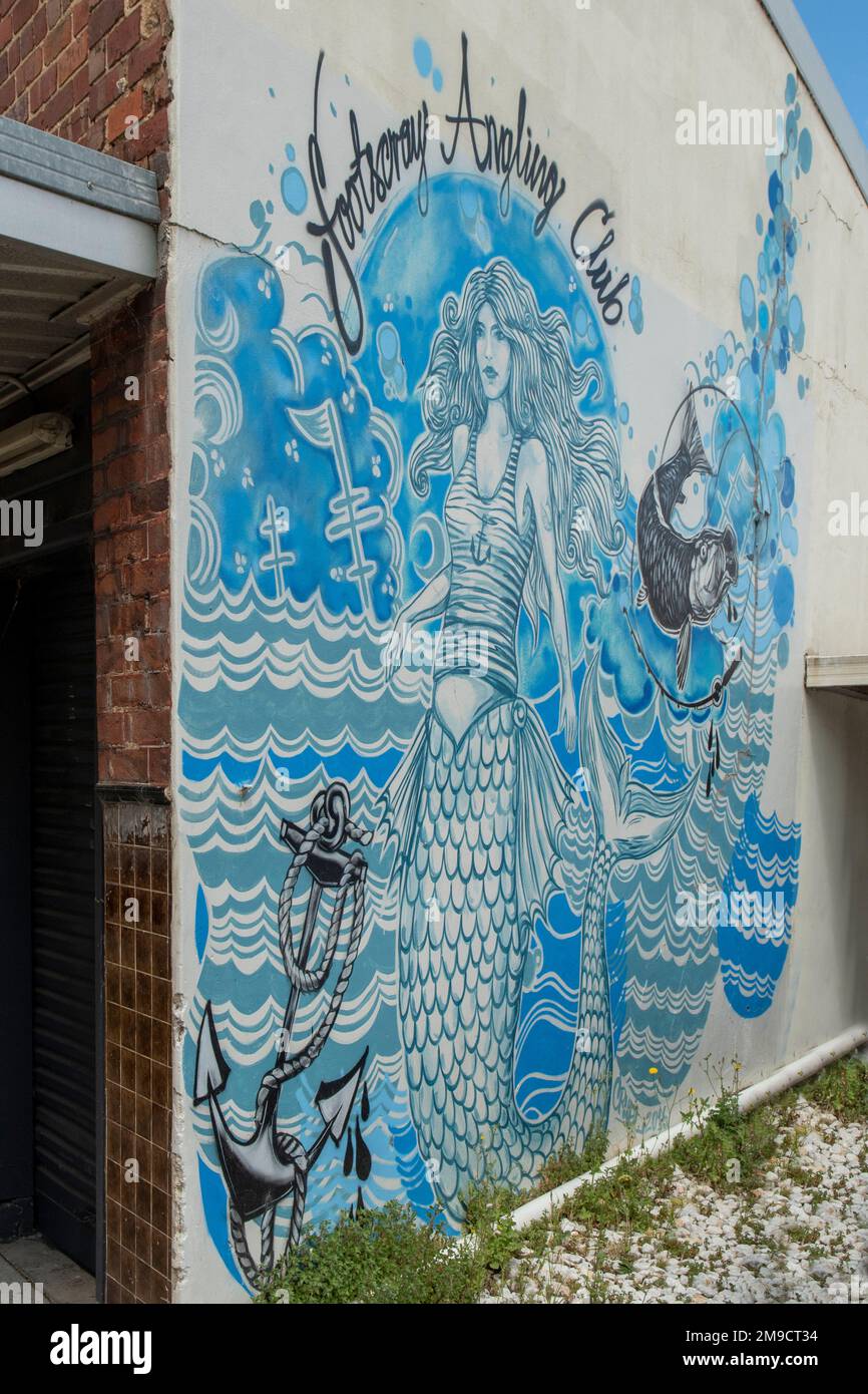 Footscray Angling Club Street Art, Seddon, Victoria, Australia Foto Stock