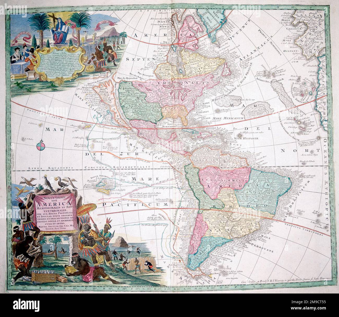 Mappa del 18th° secolo del Nord e del Sud America Foto Stock