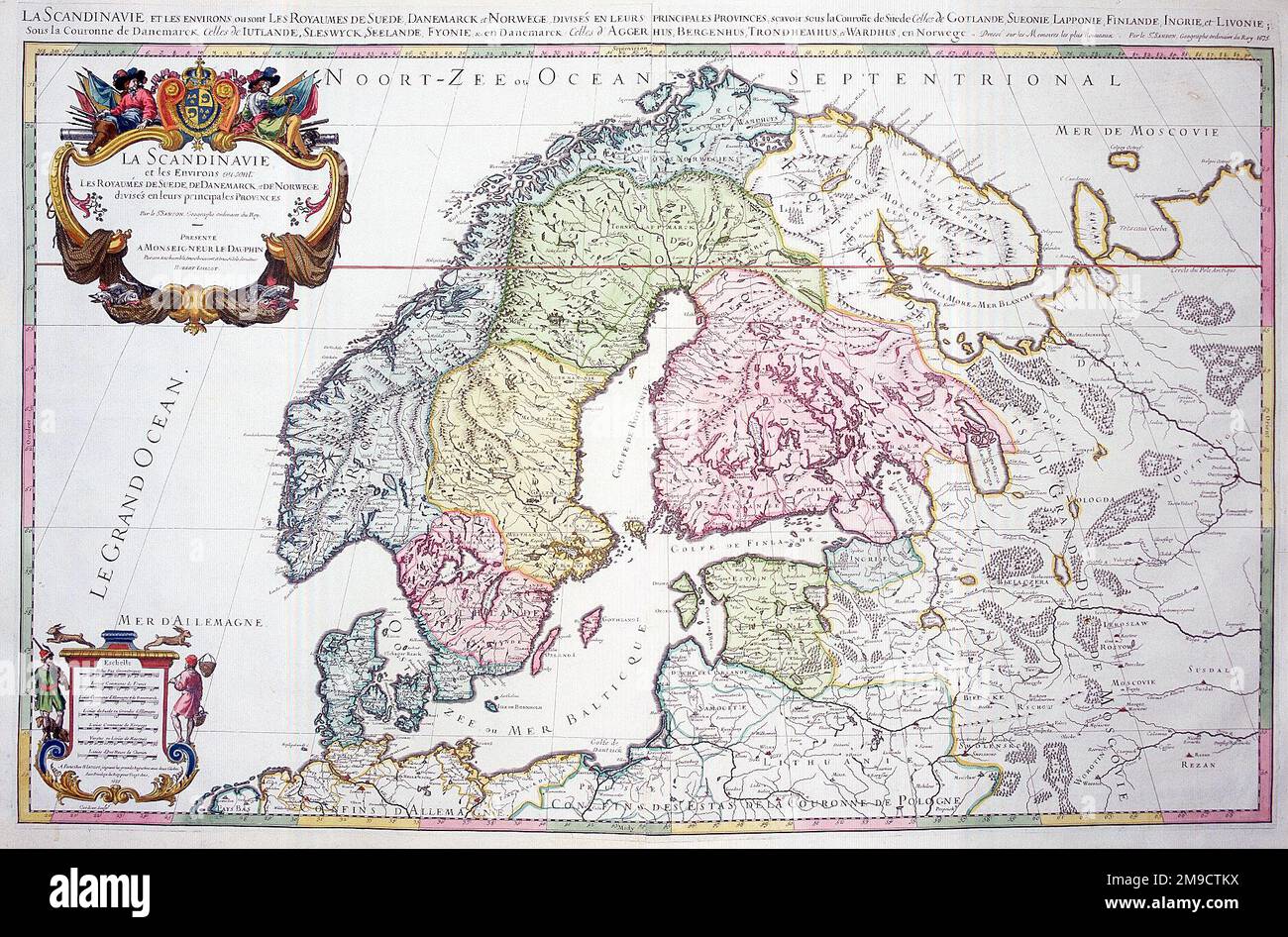 Mappa del 17th° secolo della Scandinavia Foto Stock