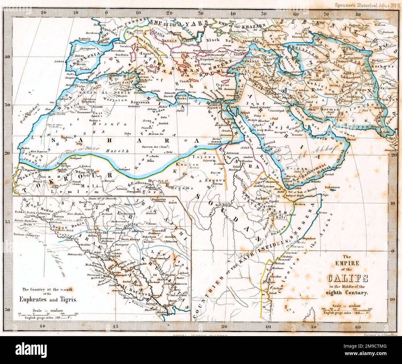 Impero dei Calipi nella metà del 11th ° secolo, Nord Africa, Medio Oriente e Mediterraneo Foto Stock