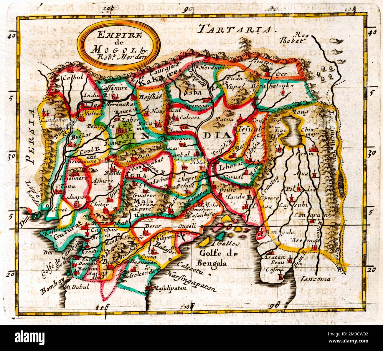 Mappa del 17th ° secolo dell'Impero Mongolo Foto Stock