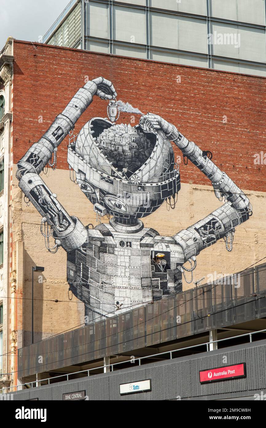 Phlegm Robot Monster Street Art, Prahran, Victoria, Asutralia Foto Stock