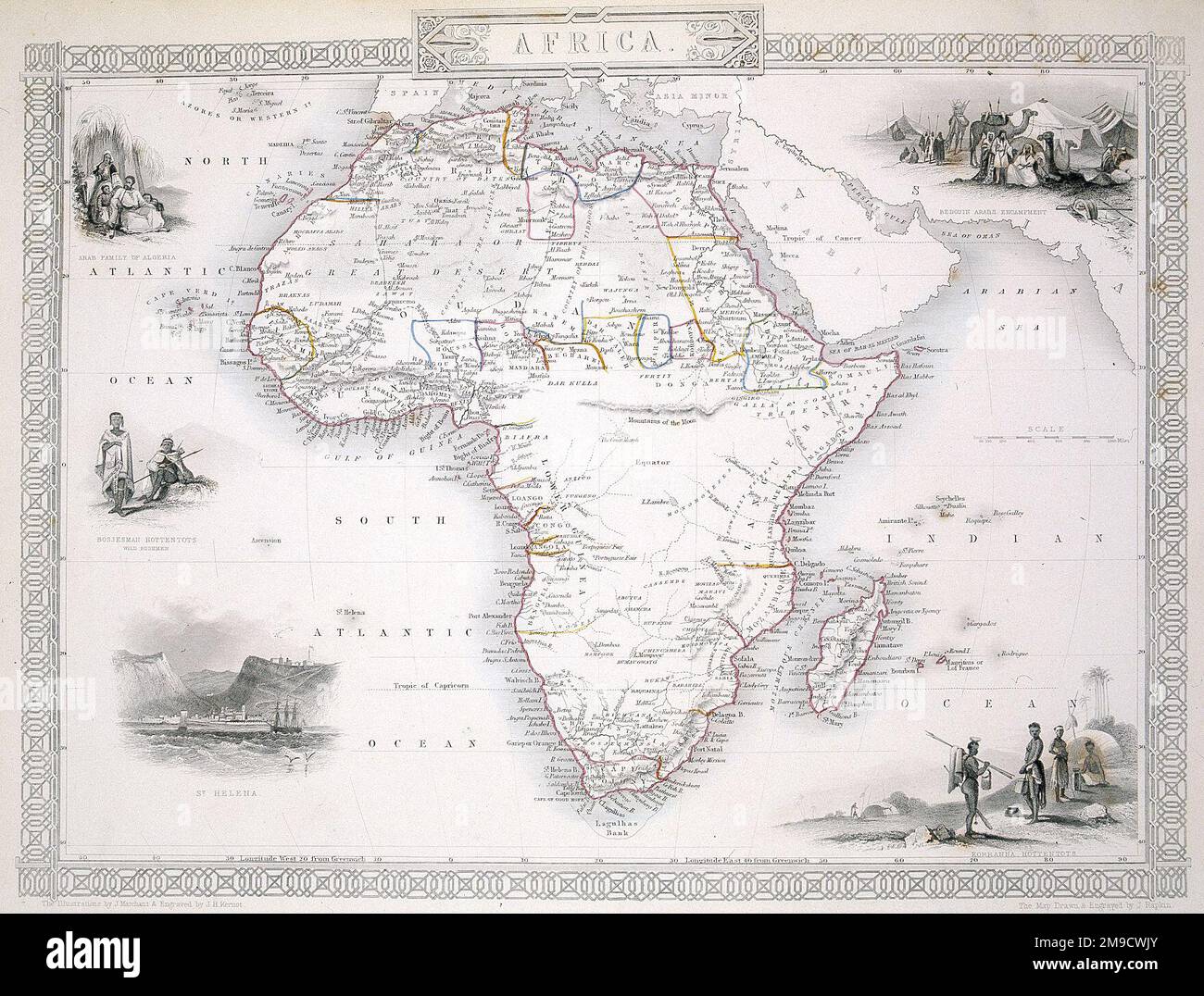 Mappa del 19th° secolo dell'Africa Foto Stock