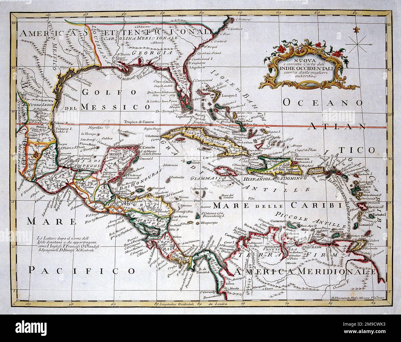 Mappa storica delle indie occidentali immagini e fotografie stock ad