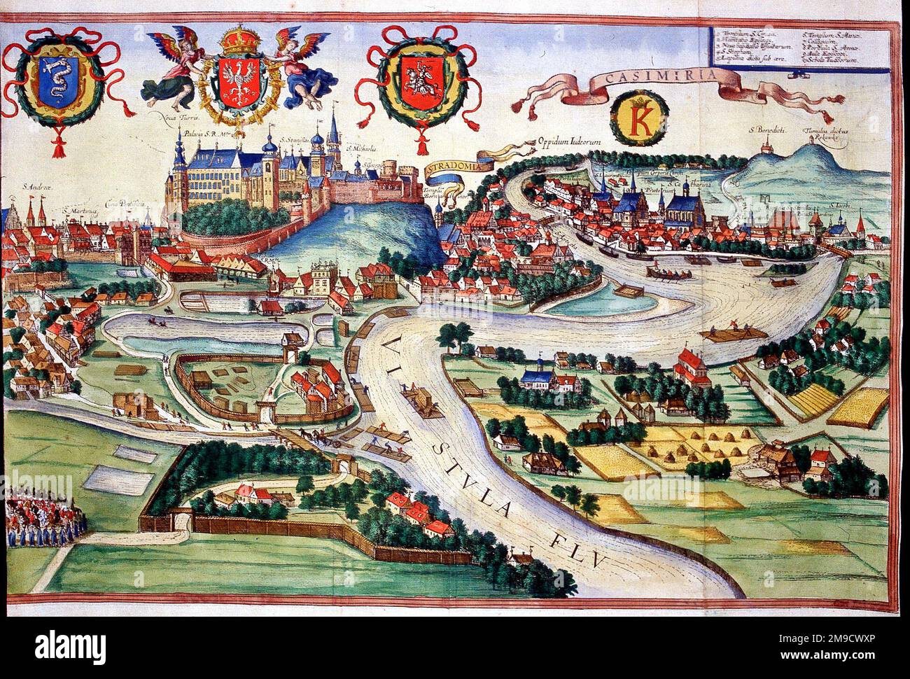 17th ° secolo vista della città di Cracovia, Polonia (parte) - Cracovia Metropolis Regni Poloniae Foto Stock