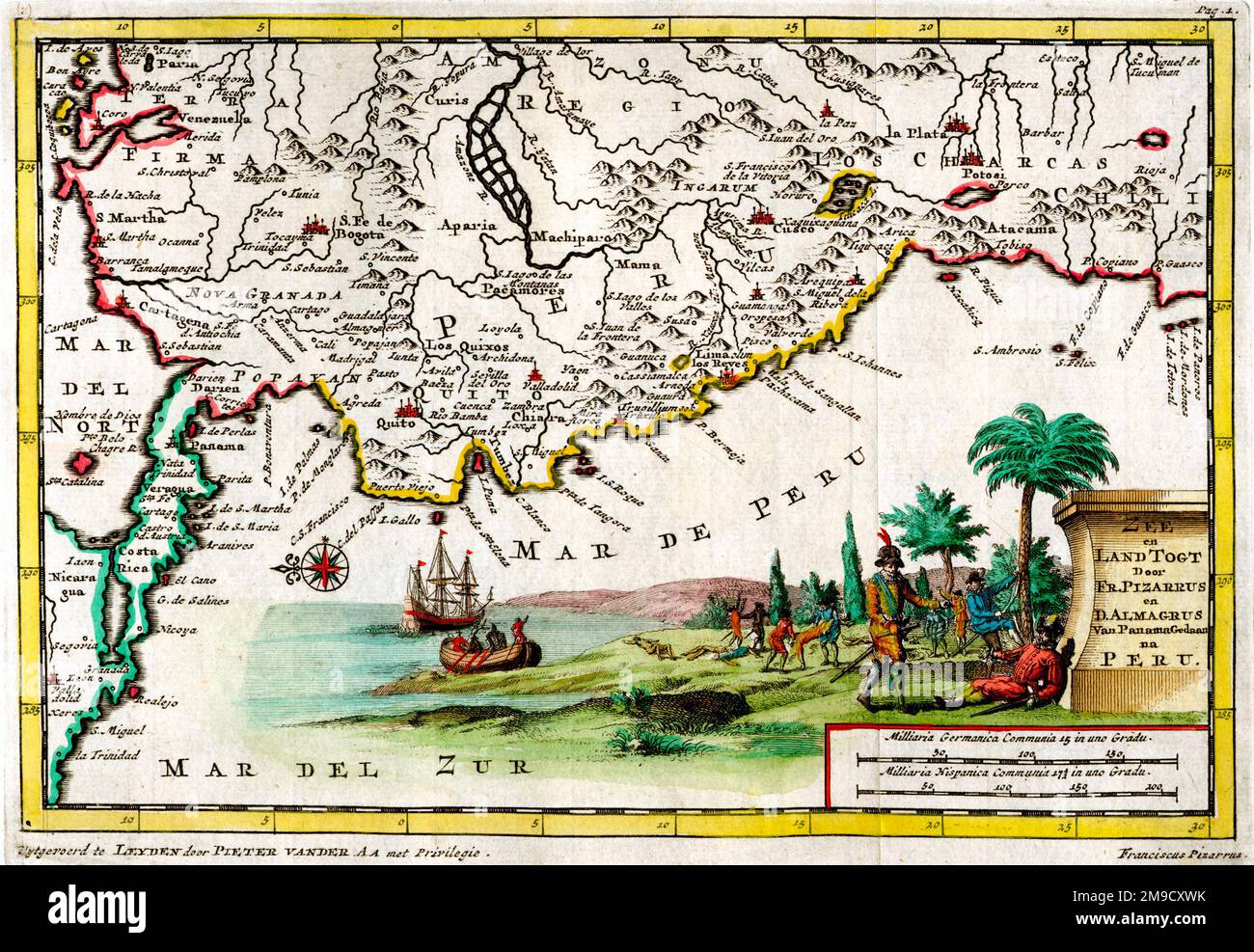 Mappa del 18th ° secolo del Perù e del Sud America occidentale Foto Stock