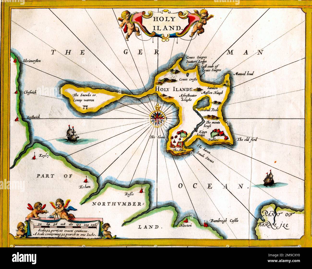 Mappa del 17th ° secolo di Isola Santa Foto Stock