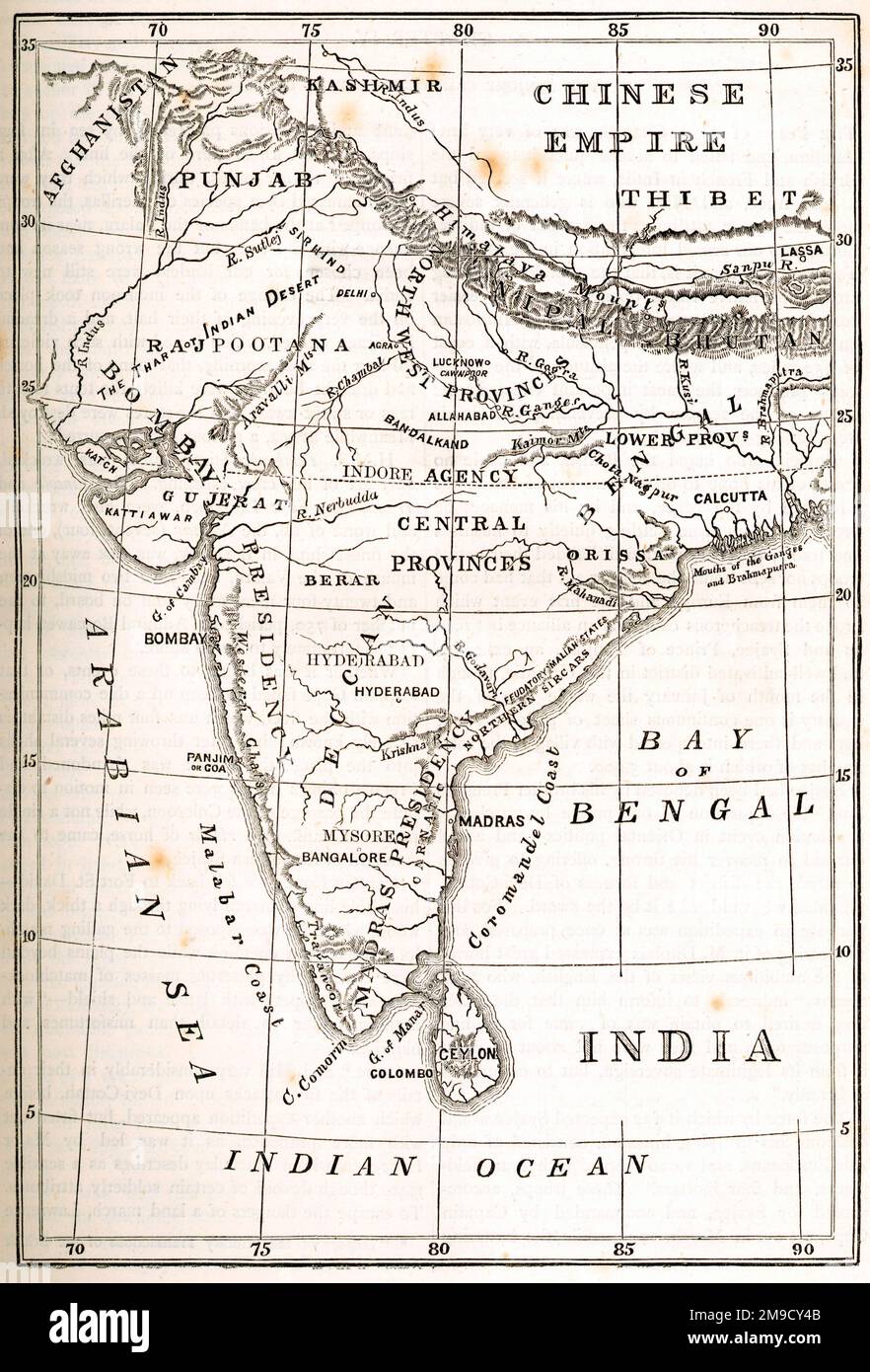 Mappa di India Foto Stock