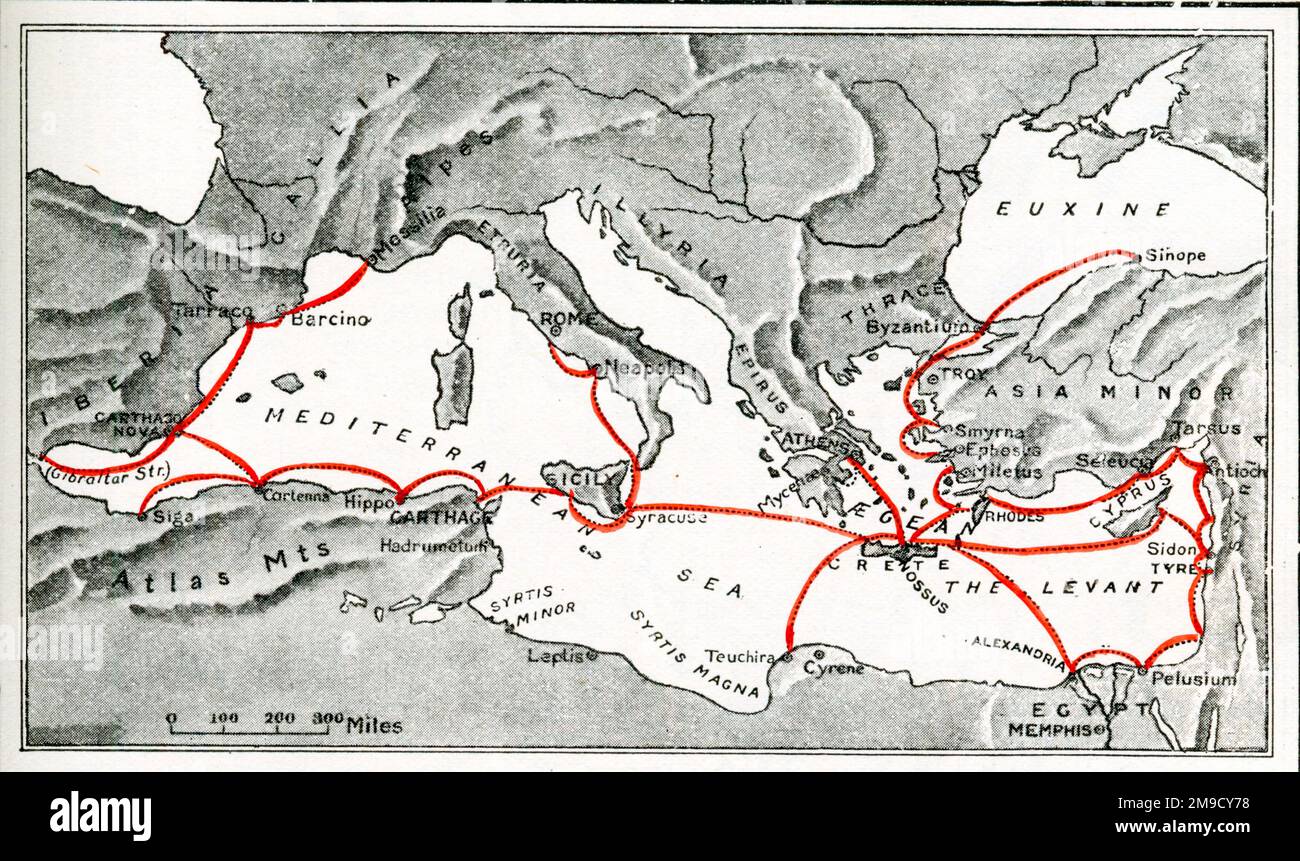 Vie marittime della civiltà Antica Foto Stock