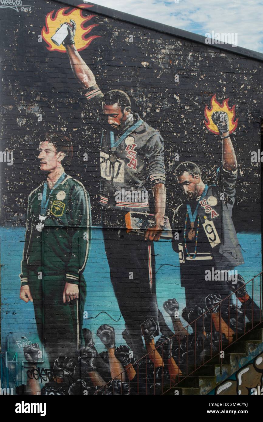 Black Power Street Art, Richmond, Victoria, Australia Foto Stock