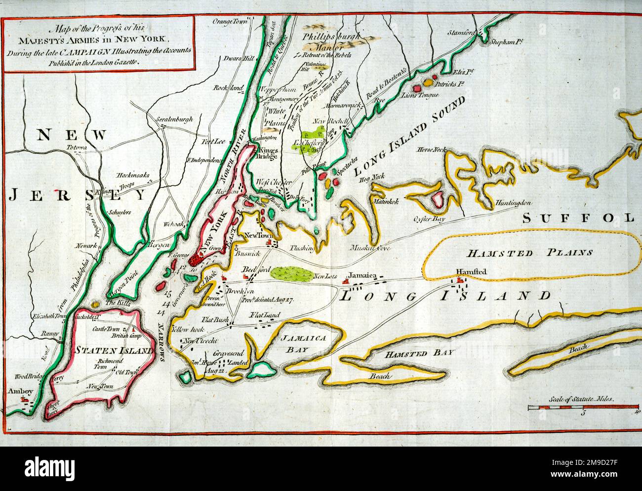 Mappa del progresso degli eserciti HM a N York Foto Stock
