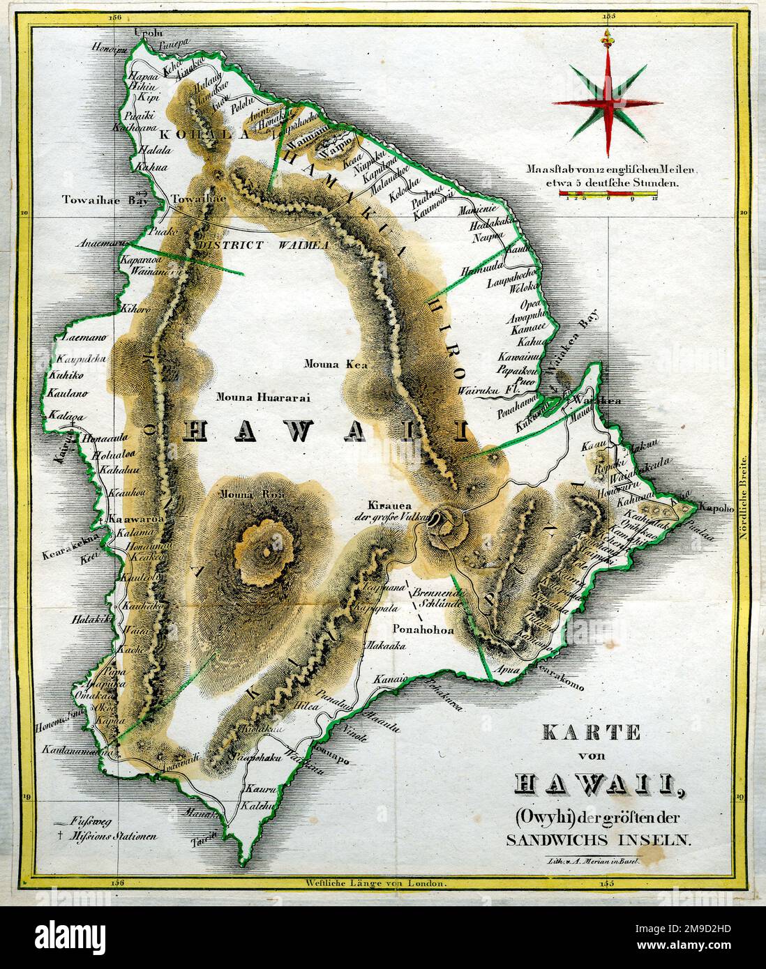 Mappa delle Hawaii Foto Stock