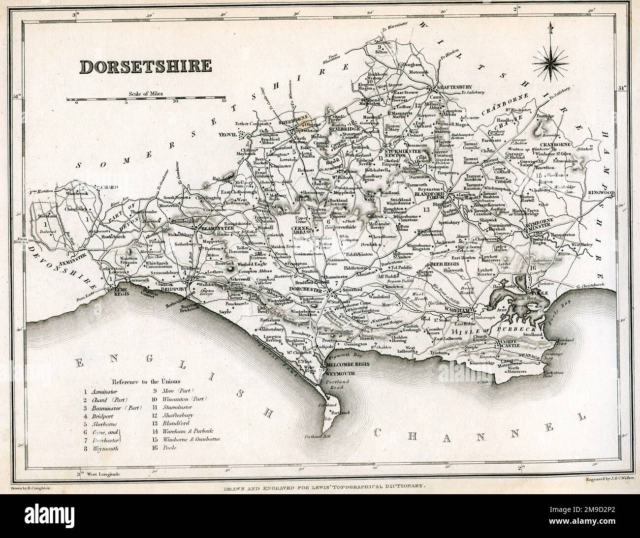 Mappa del Dorsetshire Foto Stock