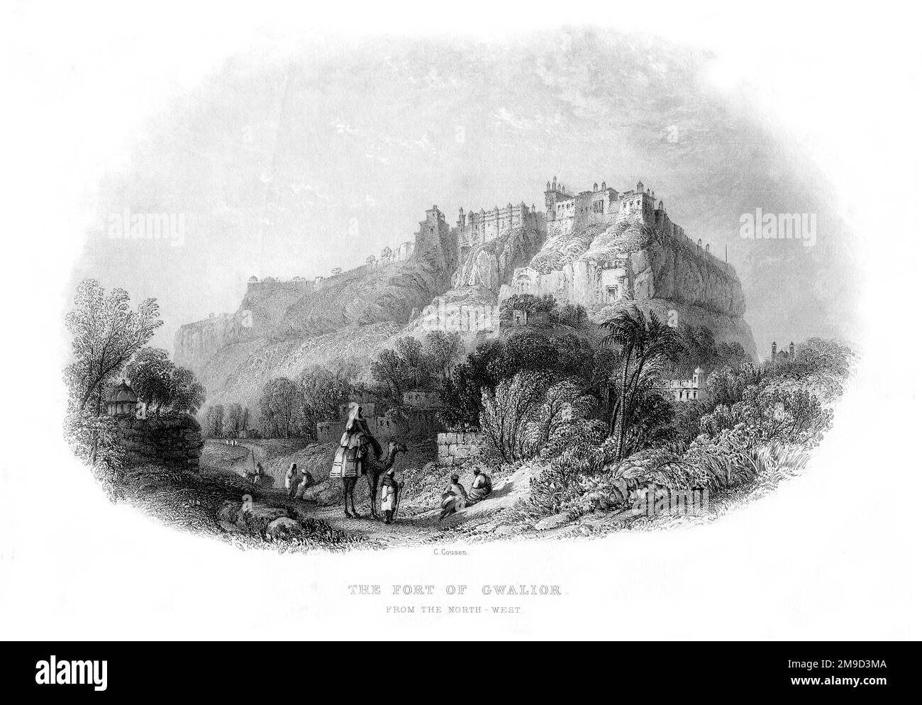 Il Forte di Gwalior, India da nord-ovest. Foto Stock