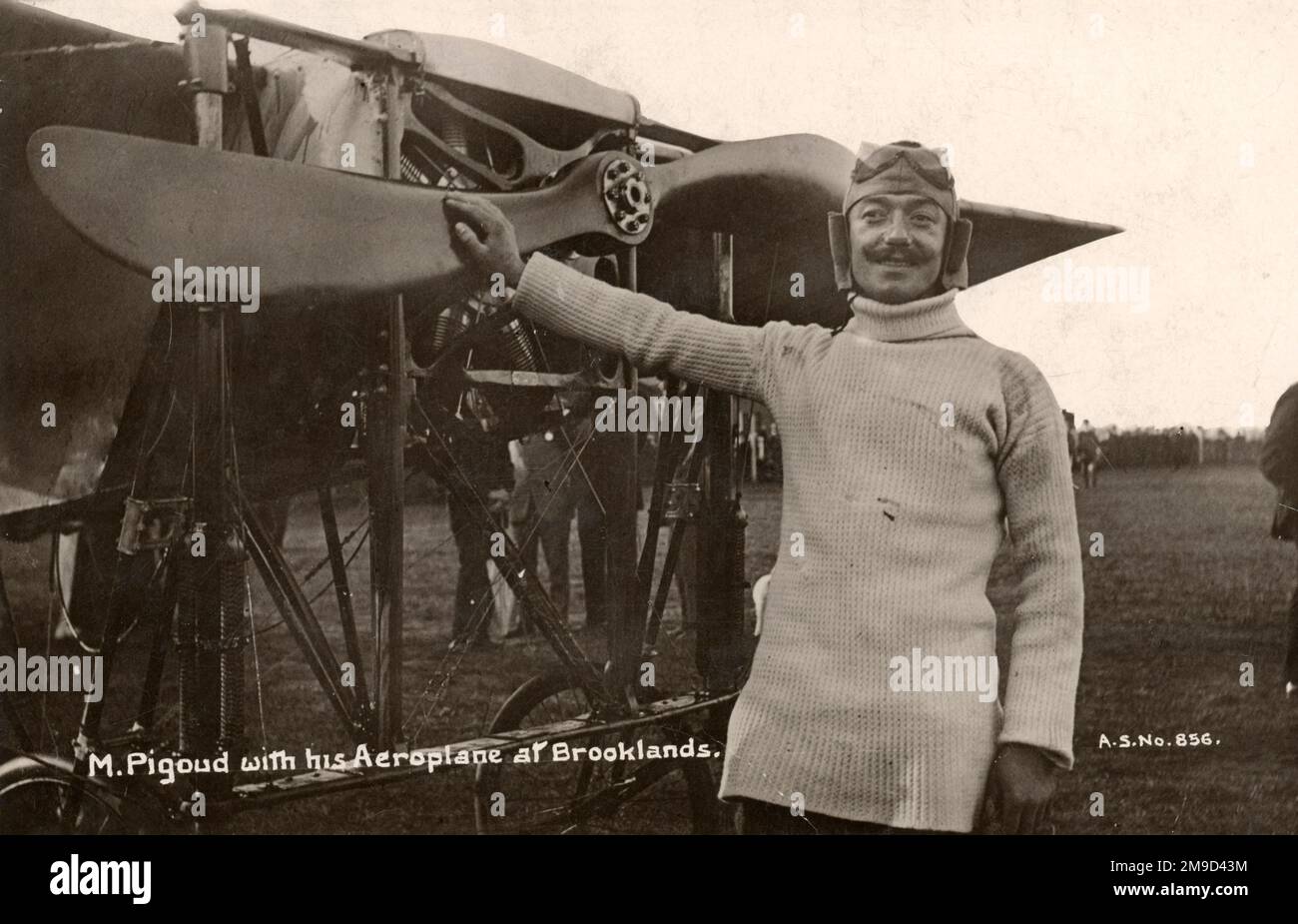 Adolphe Pegoud con Louis Bleriot - cartolina. Foto Stock