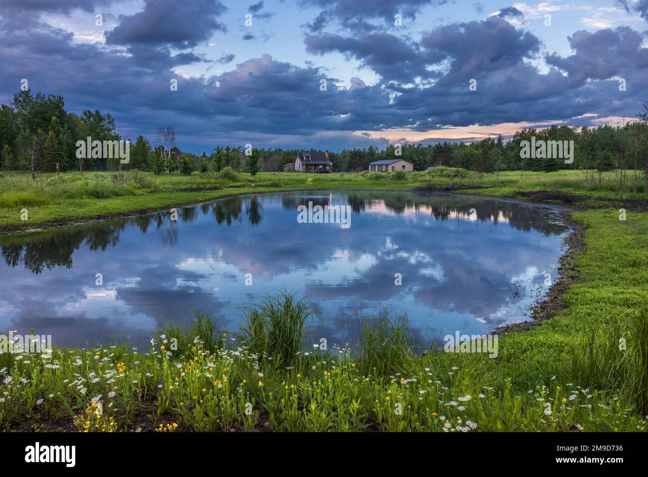 Northwoods Homestead in una graziosa mattinata di giugno. Foto Stock