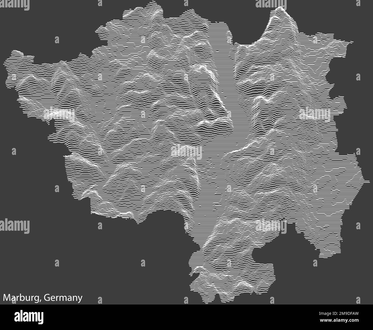 Mappa topografica di rilievo di MARBURG, GERMANIA Illustrazione Vettoriale