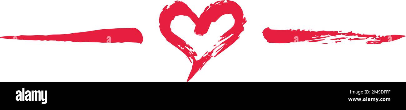 Grabbe cuore San Valentino divisorio dipinto a mano con pennello e inchiostro, isolato su sfondo bianco. Illustrazione vettoriale. Illustrazione Vettoriale