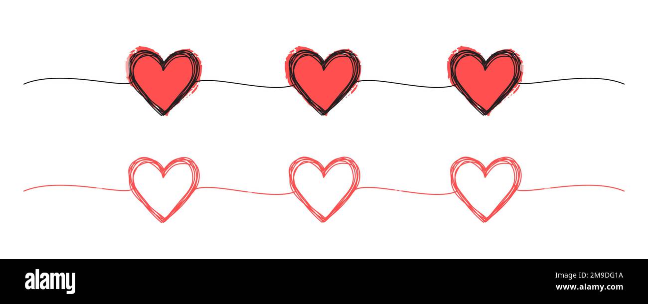 Banner con grungy grungy cuore scribbles isolato su sfondo bianco Illustrazione Vettoriale