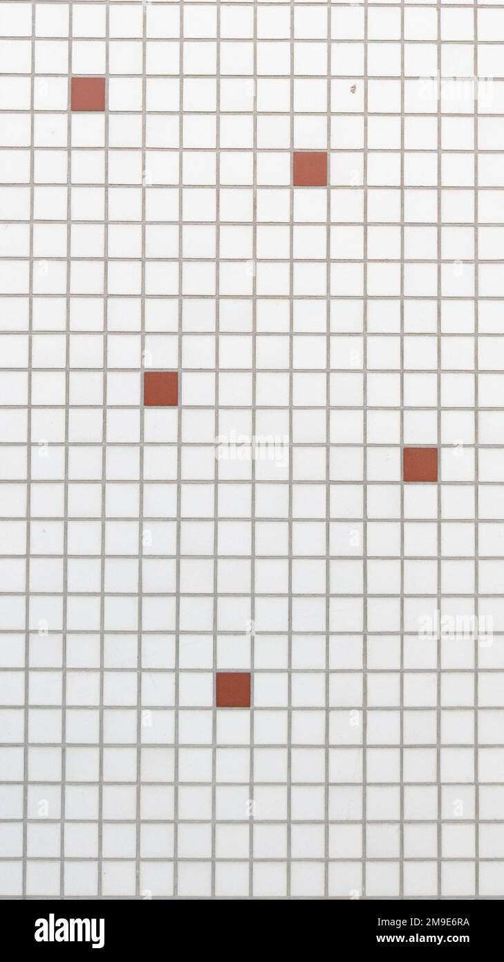 Texture mattonelle mosaico rosso e bianco con sfondo vintage retrò Foto Stock