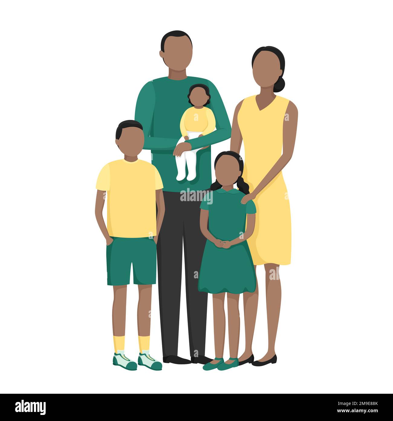 Famiglia africana. Genitori e figli. Illustrazione vettoriale. Illustrazione Vettoriale