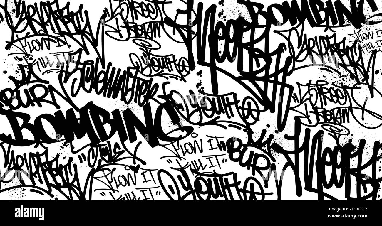 Sfondo astratto con graffiti e tagging per uno stile disegnato a mano. Street art graffiti tema urbano per stampe, motivi, striscioni, un Illustrazione Vettoriale