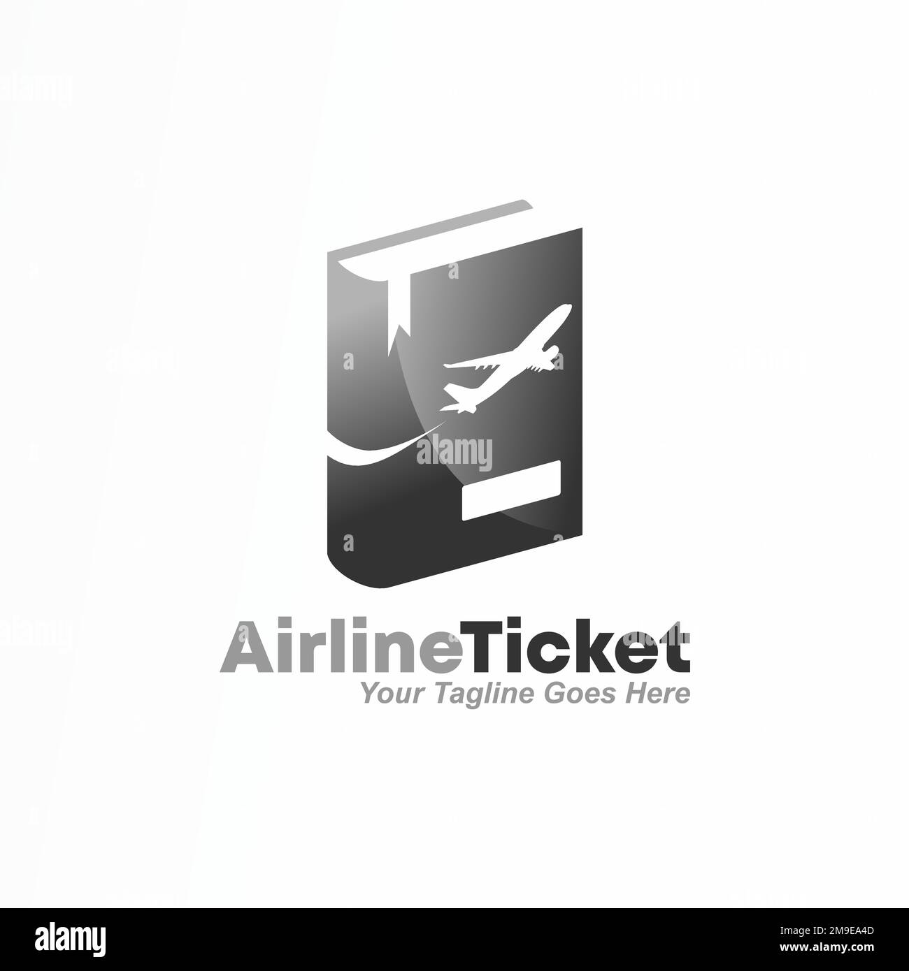 Unico libro 3D con Flying Plane immagine grafica icona logo design astratto concetto stock vettoriale. utilizzato come identità aziendale relativa alla lettura o al viaggio Illustrazione Vettoriale