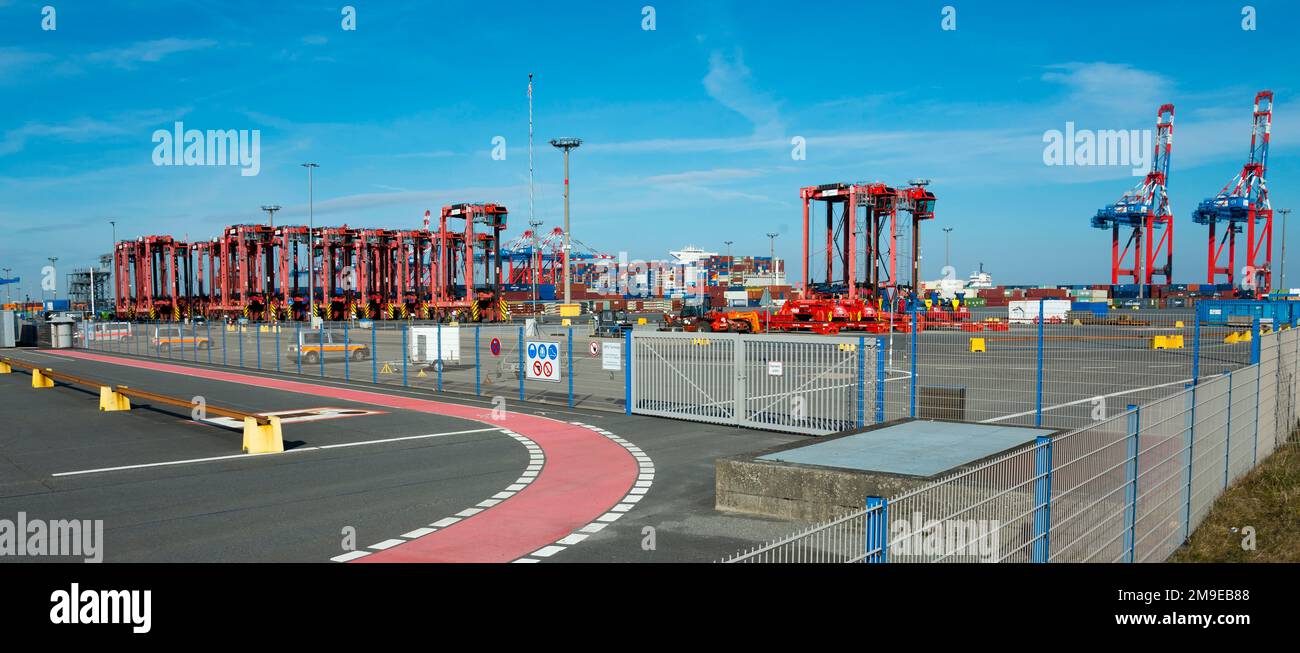 Container Terminal Jade-Weser-Port, Deep Water Port Jade-Weser-Port, LNG Terminal, liquefatto gas Naturale Terminal, Voslapper Groden, Wilhelmshaven Foto Stock