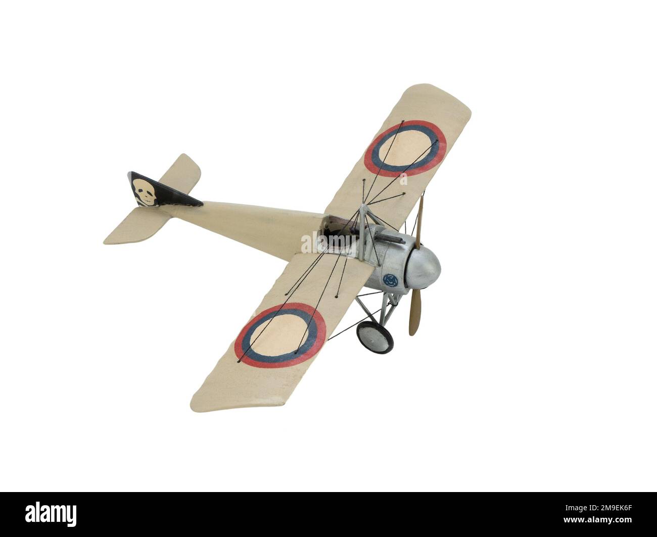 Modello plastico del Morane Saulnier tipo i - modifica del famoso aereo da combattimento francese, isolato. Militaire aereo con mitragliatrice Foto Stock