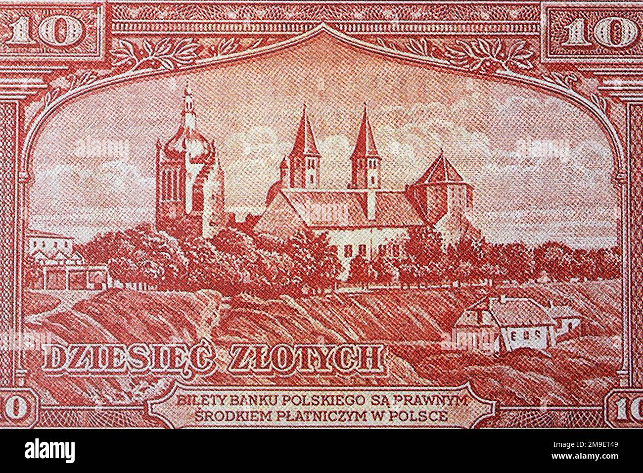 Tum Hill sul fiume Vistola a Plock da vecchi soldi polacchi - 20 zloty Foto Stock
