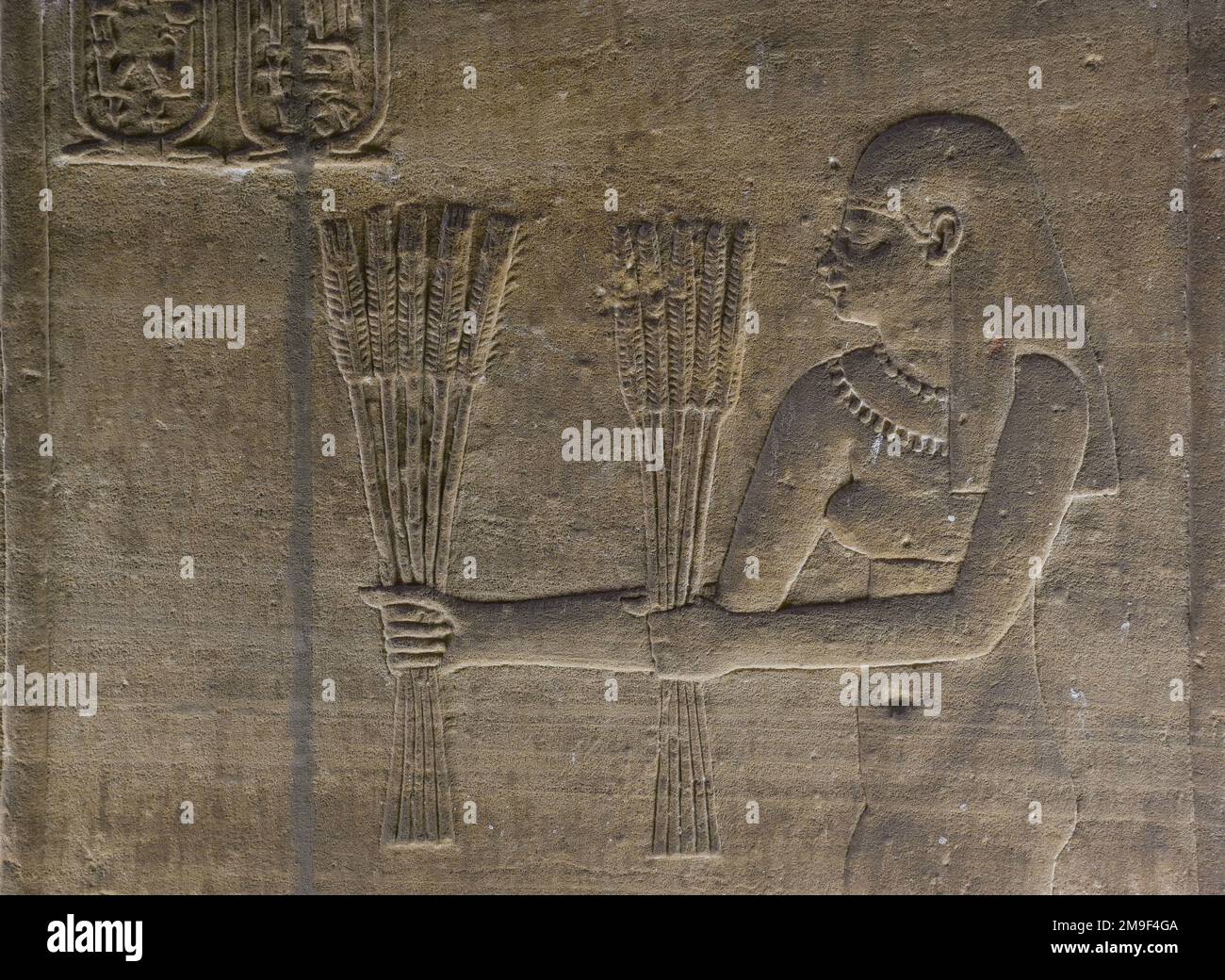 Relief, Frau mit Getreide, Horus-Tempel, Edfu, Ägypten Foto Stock