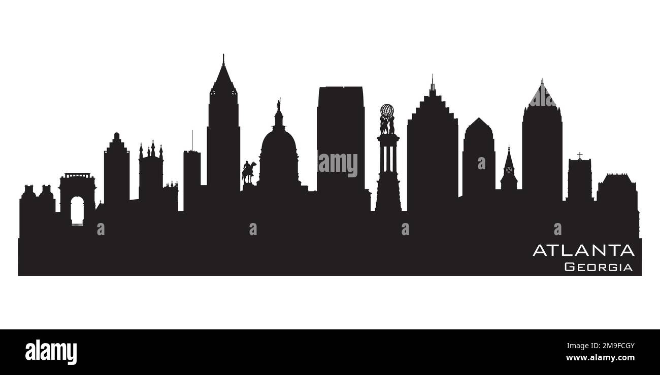 Profilo vettoriale dettagliato dello skyline della città di Atlanta, Georgia Illustrazione Vettoriale