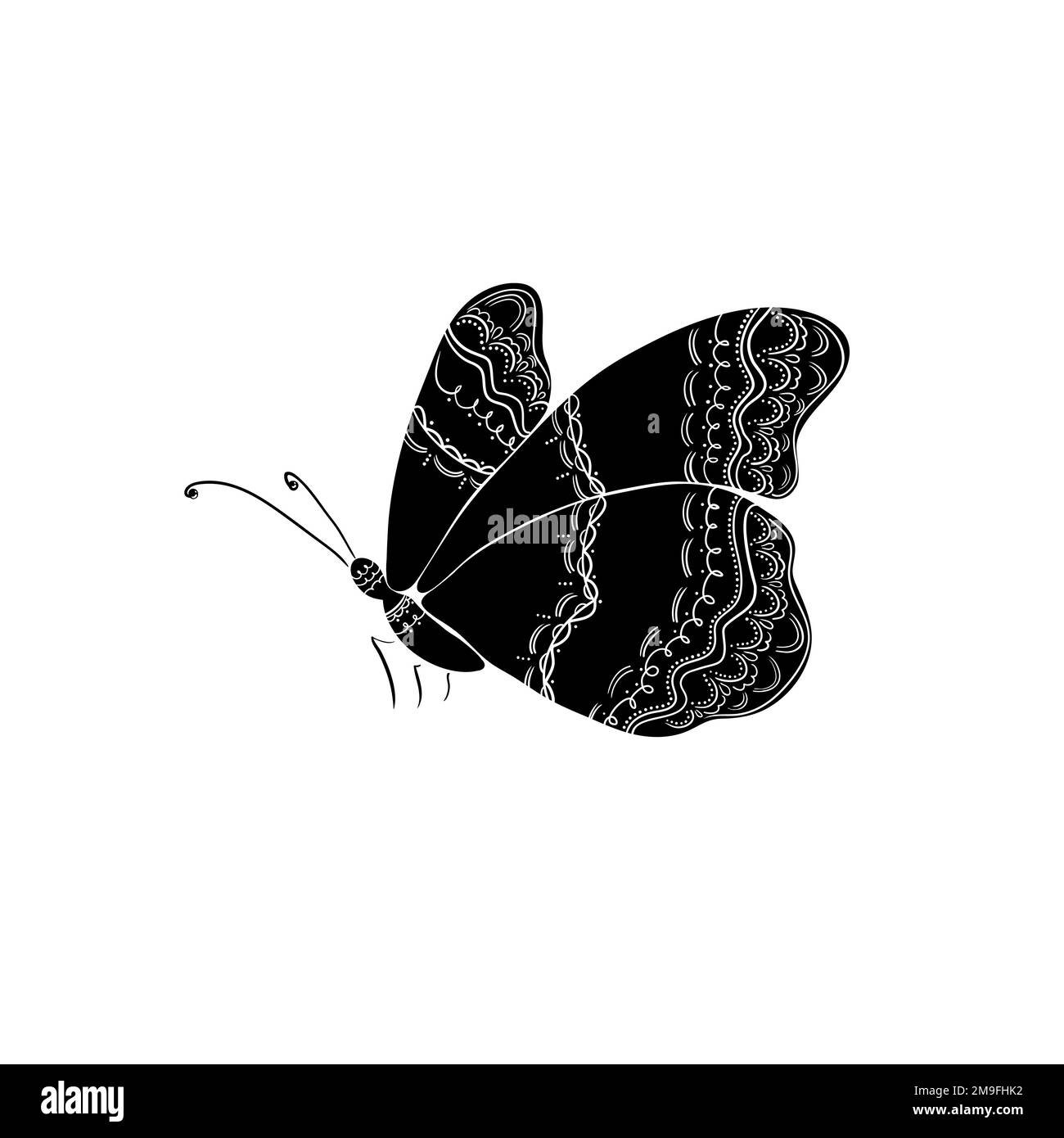 Icona della silhouette a farfalla. Illustrazione vettoriale di scorta. Illustrazione Vettoriale