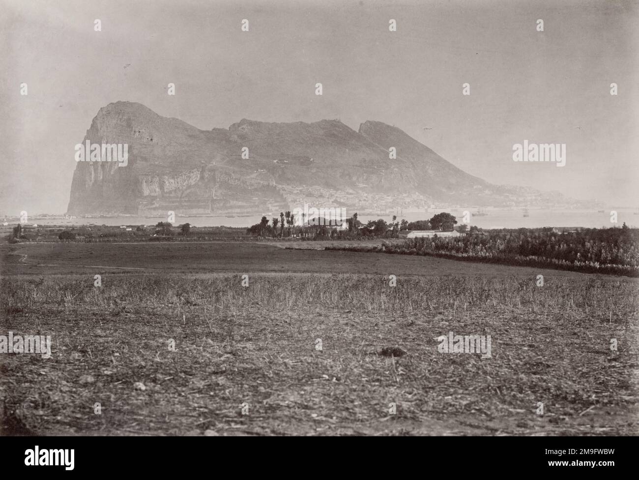 Vintage 19th ° secolo foto - vista di Gibilterra Foto Stock