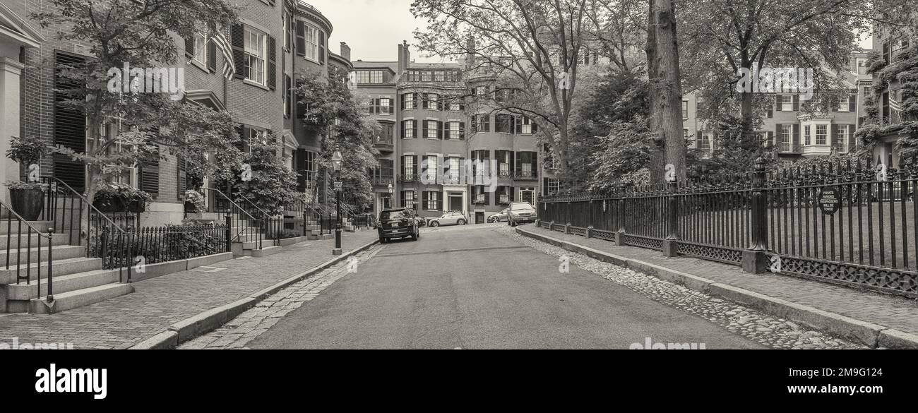 Louisburg Square a Beacon Hill, Boston, Massachusetts, Stati Uniti Foto Stock