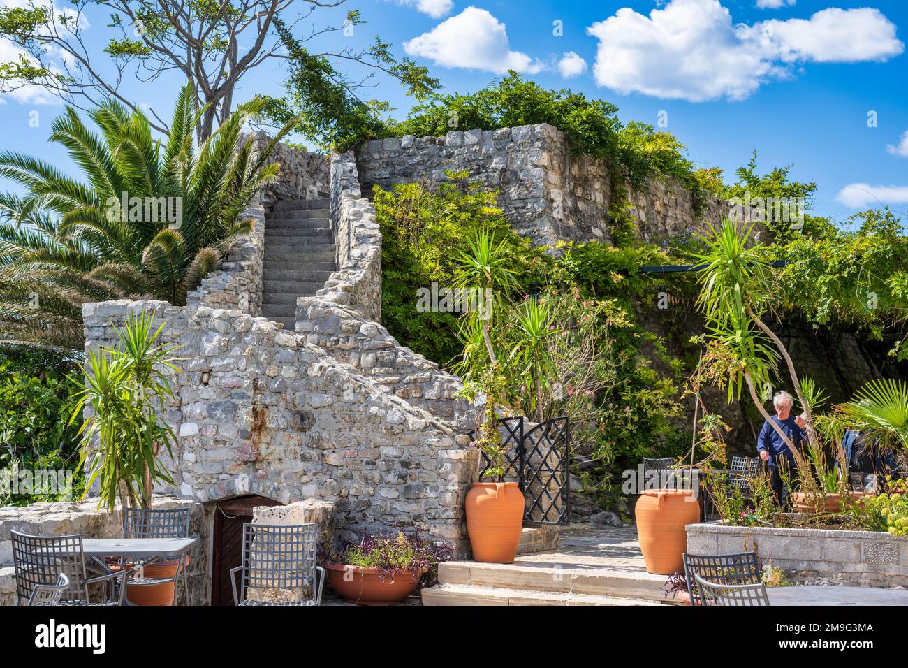 Cittadella di Budva nel centro storico di Budva, sulla costa adriatica del Montenegro Foto Stock