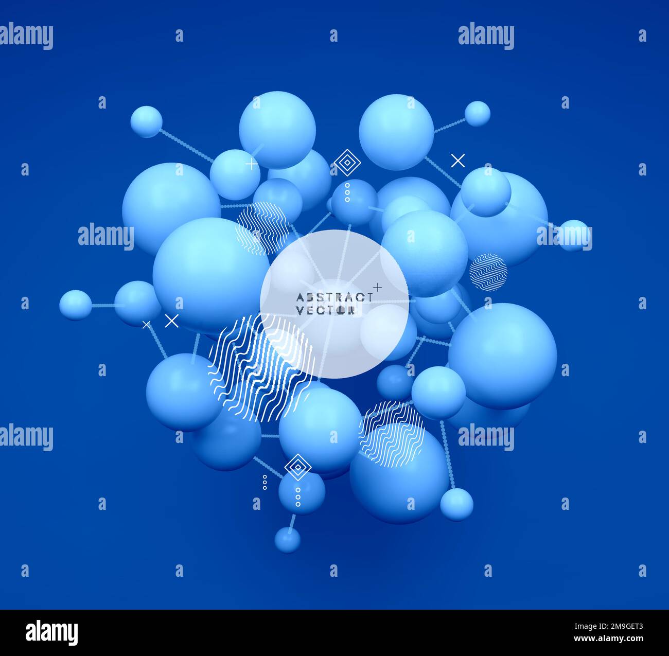 Molecola. 3D concetto illustrazione. Template vettoriale. Illustrazione Vettoriale